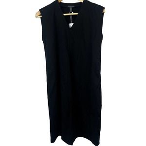 Eileen Fisher Black Sleeveless V-Neck Dress Size PP/PTP Lyocell